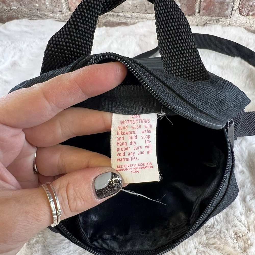 Vintage Jansport Crossbody Bag Black Leather Bottom One Size - Picture 7 of 10